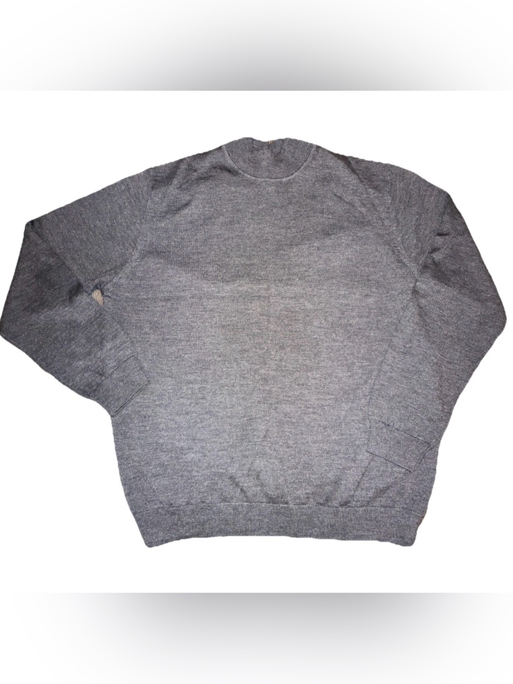 John Ashford Sweater Mens Size Large Gray Italian Merino Wool Mock Neck Pullover